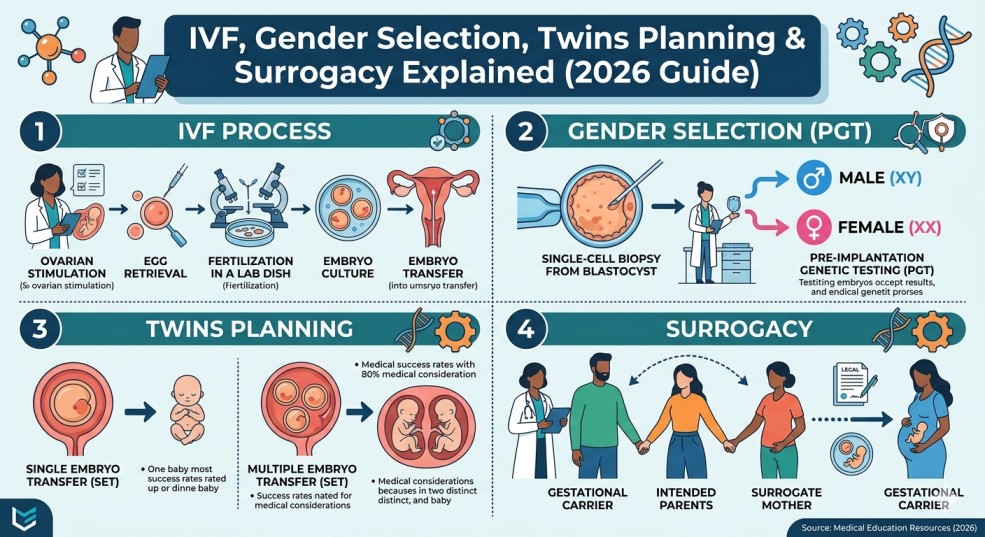 IVF, Gender Selection, Twins Planning & Surrogacy Explained (2026 Guide)