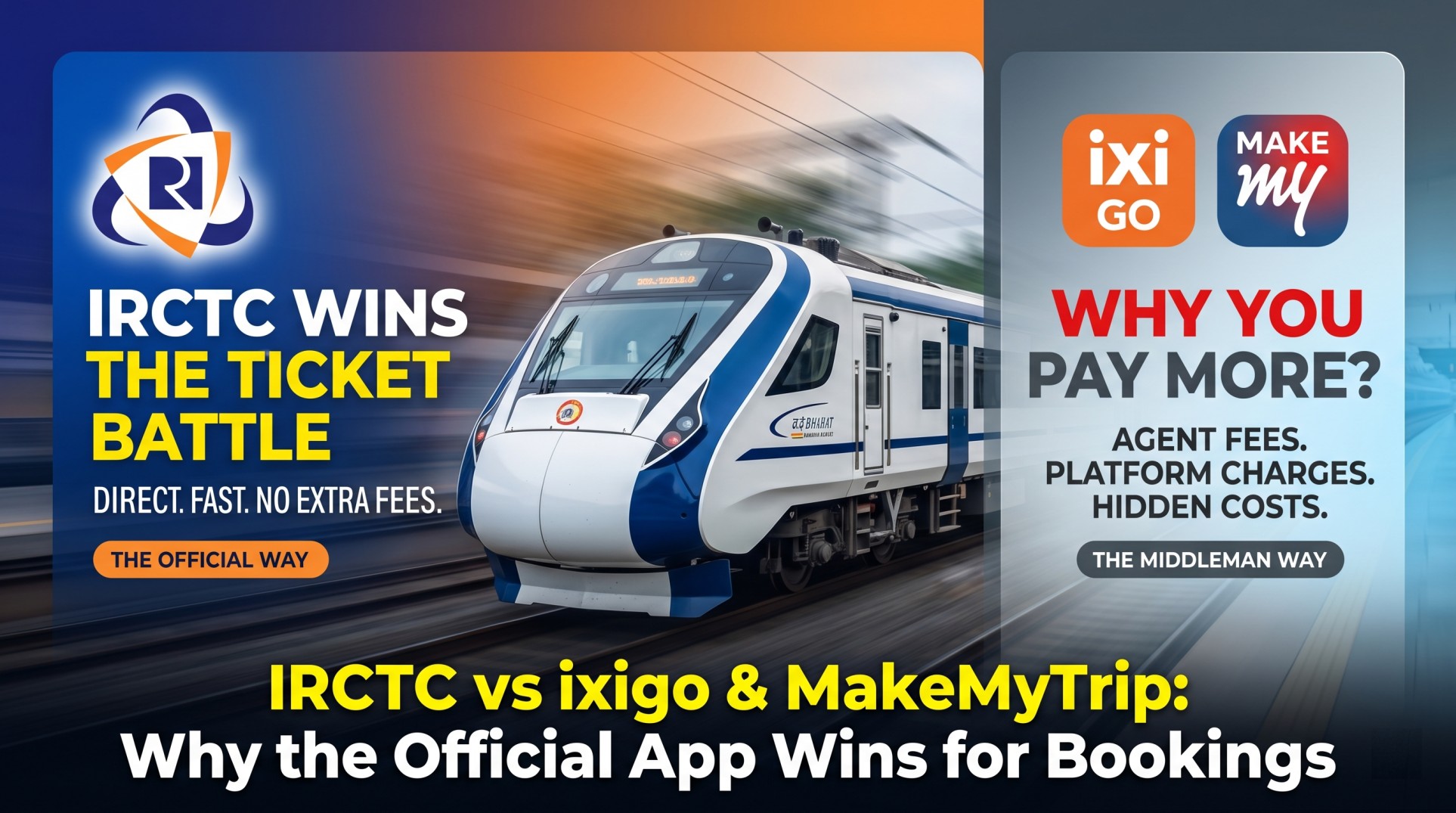 Comparison of IRCTC Rail Connect app interface and third party ticket booking platforms